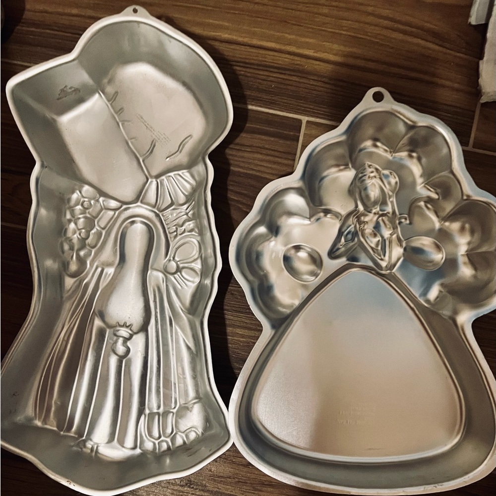 TWO  1993 Wilton Precious Moments and 2004 Wilton Barbie Cake Pan 2105-9365